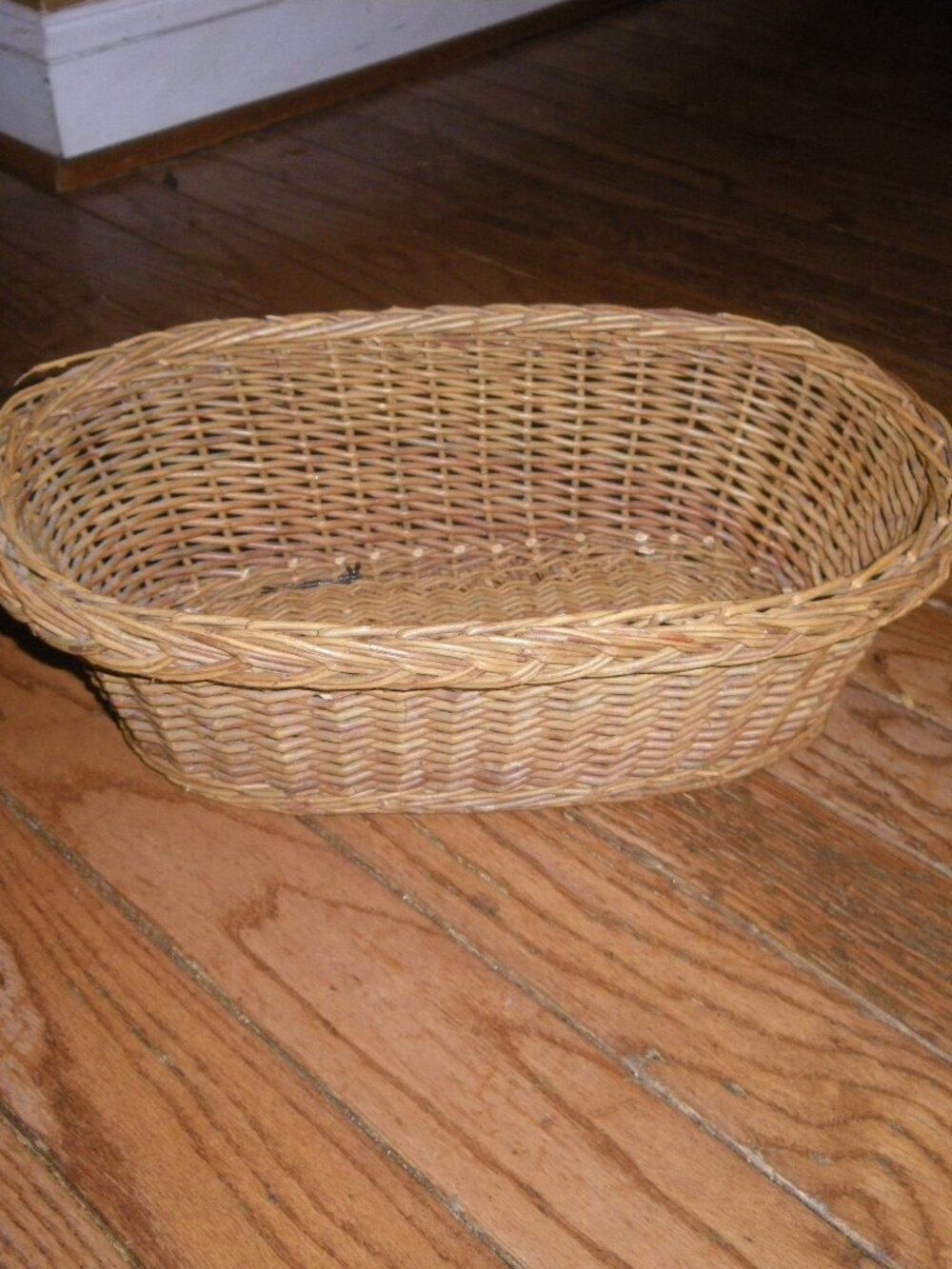Vintage Medium Sized Long Wicker Storage Basket